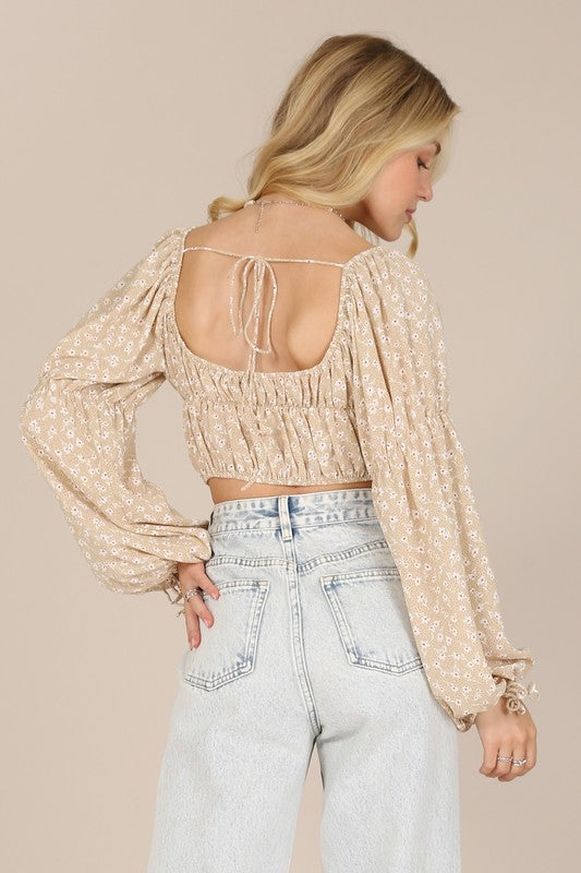 Square Neck Floral Crop Top