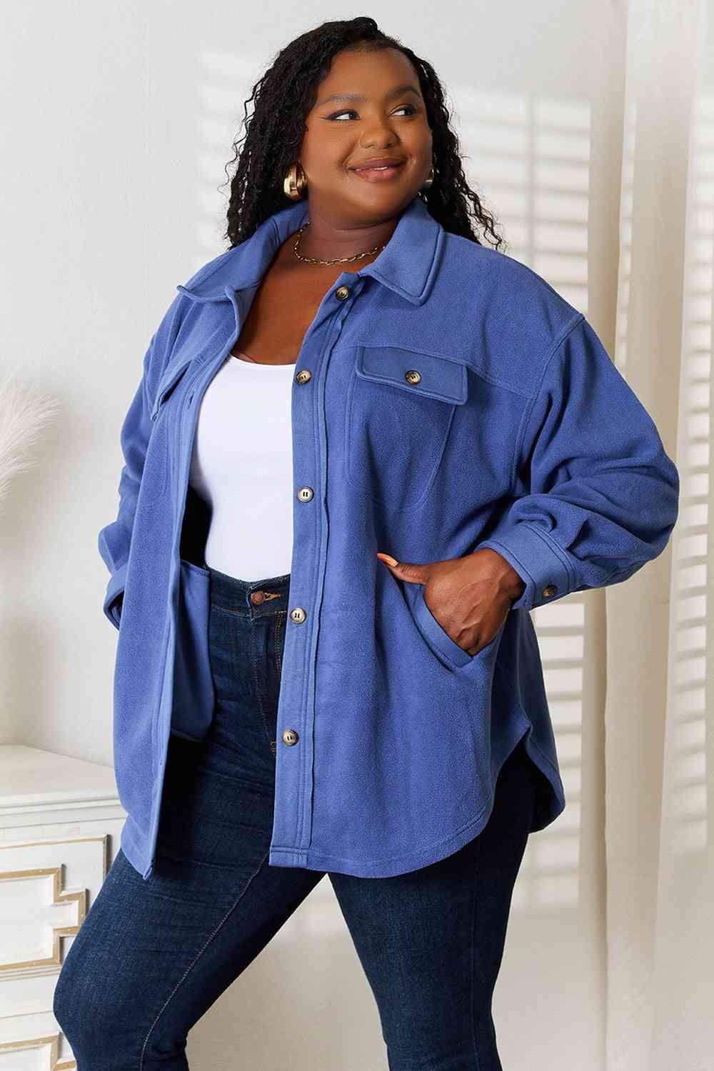 Cozy Girl  Button Down Shacket - REG & PLUS SIZE