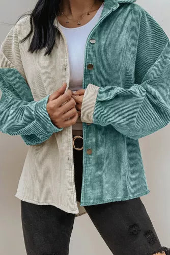 Green Colorblock  Corduroy