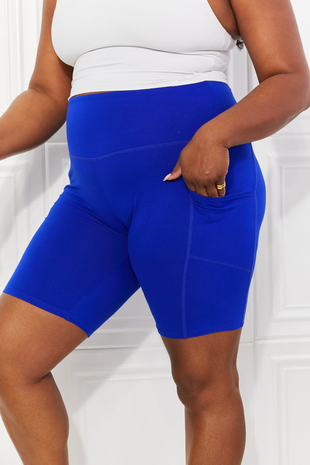 Blue Brushed Biker Shorts - Regular and Plus Size