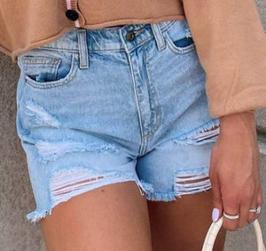 High Rise 90s Style Denim Short