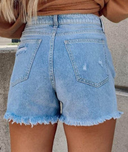 High Rise 90s Style Denim Short