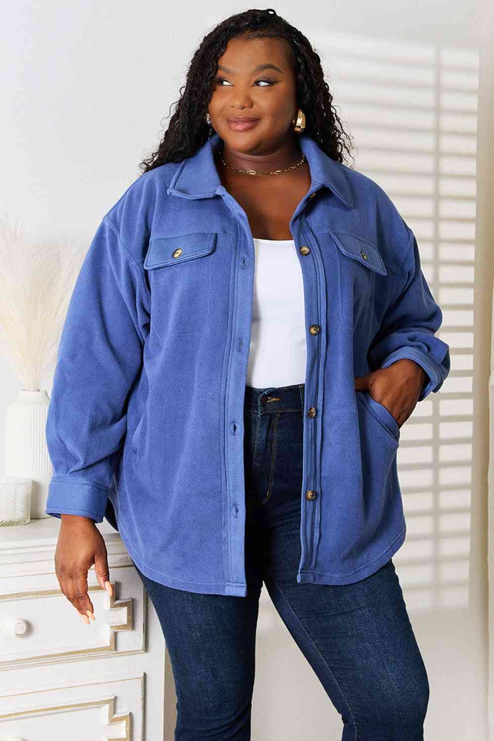 Cozy Girl  Button Down Shacket - REG & PLUS SIZE