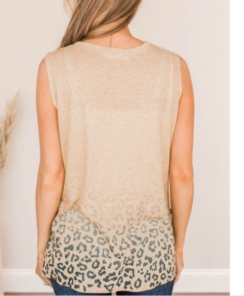 Apricot Gradient Leopard Tank Top