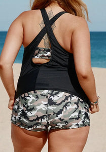 Plus Size Black Camo Swim Set Presale