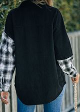 Black Contrast Plaid Shacket