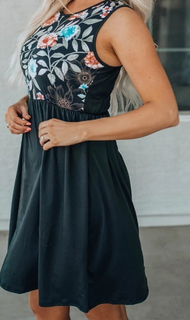 Black Floral Midi Dress Presale