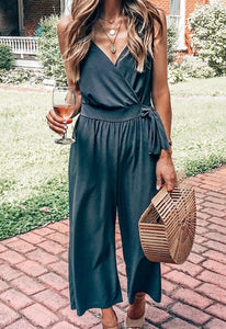 Black Surplice Jumpsuit Presale