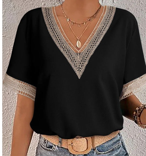 Black Trim Lace Blouse Presale