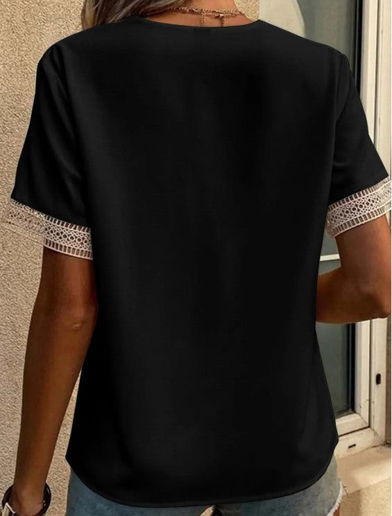 Black Trim Lace Blouse Presale