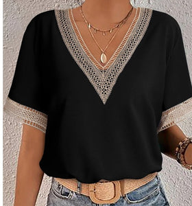 Black Trim Lace Blouse Presale