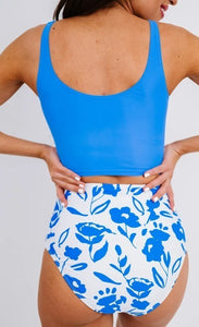 Blue Floral High Waisted Bikini Presale