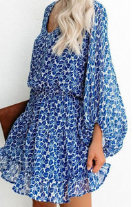 Blue Floral Lantern Dress