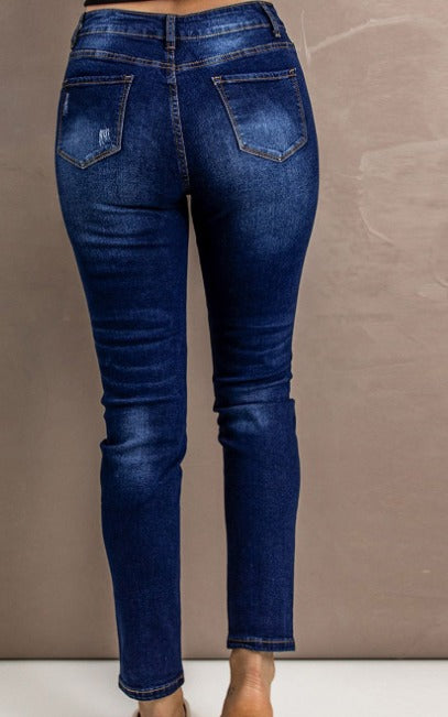 Blue Multiple Button Skinny Jeans Presale