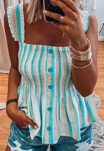 Blue Striped Smock Top Presale