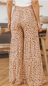 Brown Leopard Dot Smocked Pants Presale