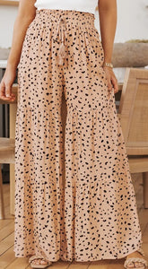 Brown Leopard Dot Smocked Pants Presale