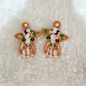 Cow Seed Bead Earrings