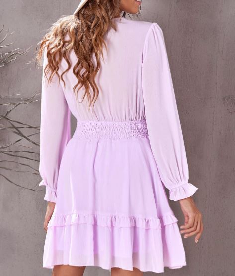 Deep V Neck Lavender Dress