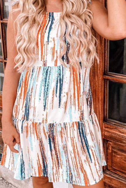 Multi Color Spaghetti Strap Dress
