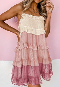 Pink Swiss Dot Ombre Dress
