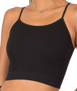 Ribbed Seamless Cropped Cami - Black