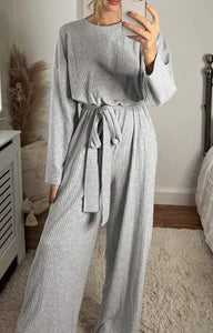 Ribbed Knit Belted Jumpsuit Presale