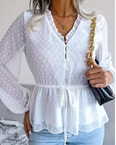 White Swiss Dot Peplum Presale