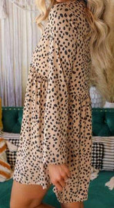 Leopard Dot Long Sleeve Dress