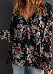 Black Chiffon Floral Top Presale