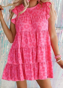 Leopard Ruffle Dress Pink Presale