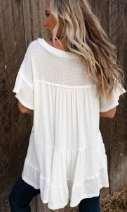 V Neck Studded Waffle Blouse Presale