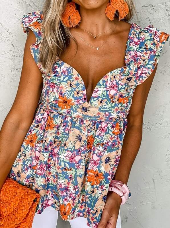 Floral Peplum Blouse Presale