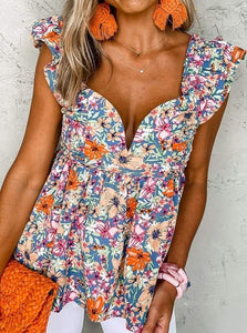 Floral Peplum Blouse Presale