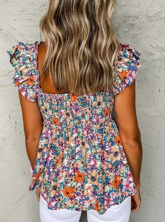 Floral Peplum Blouse Presale
