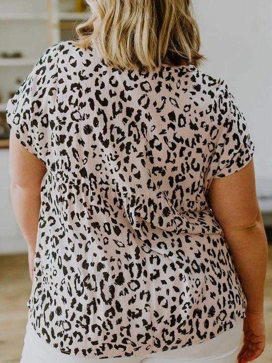 Leopard Dot Floral Blouse Plus Size Presale