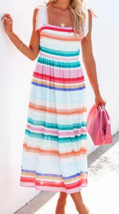 Multi Color Striped Maxi Dress Presale