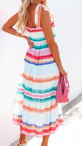 Multi Color Striped Maxi Dress Presale
