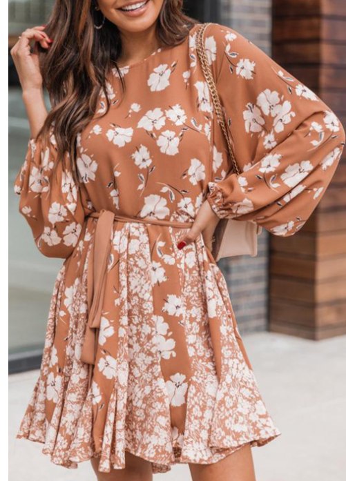 Floral Printed High Waist Dress