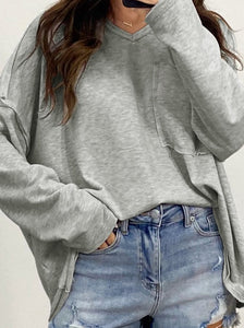 Gray Drop Sleeve Oversized Sweater