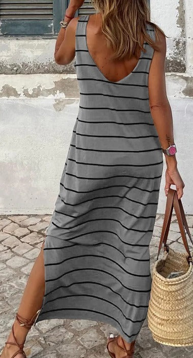 Grey Stripe Maxi Dress Presale