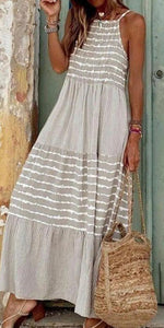 Gray Stripe Maxi Dress Presale