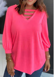 Hot Pink Strappy Blouse