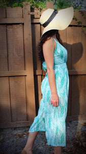'Summer Lovin' Leaf Print Tie-Back Jumpsuit