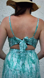 'Summer Lovin' Leaf Print Tie-Back Jumpsuit