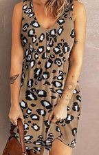 Leopard Sleeveless Button Down Dress