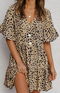 Leopard Mini Ruffle Dress