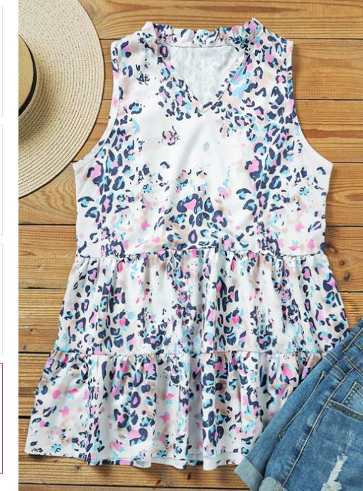 Leopard Ruched V Neck