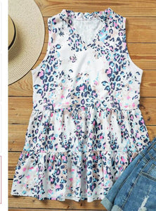 Leopard Ruched V Neck