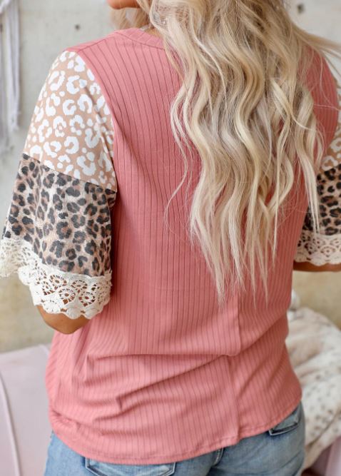 Leopard Splicing Top